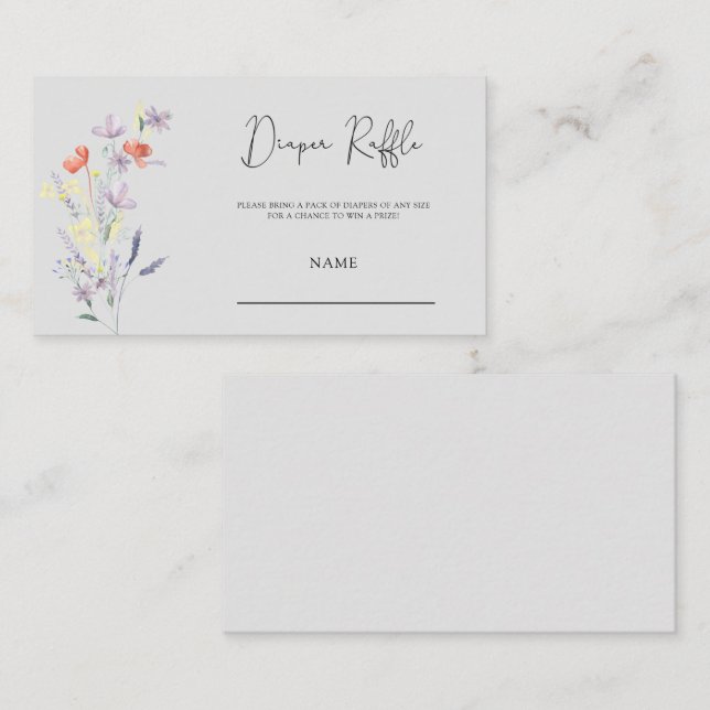 Carte D'accompagnement billet de tombola fleur sauvage de baby shower de  (Devant / Derrière)