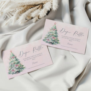 Carte D'accompagnement Billet de tombola hiver rose sapin de Noël