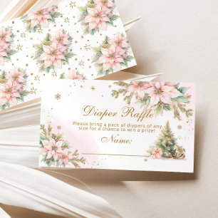 Carte D'accompagnement Billet de tombola hiver rose sapin de Noël