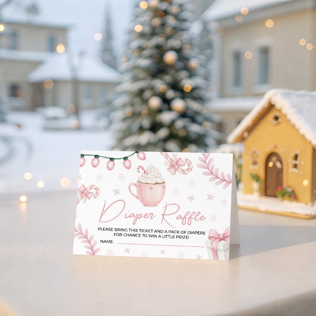 Carte D'accompagnement Billet de tombola pour couche d'hiver rose (Créateur téléchargé)