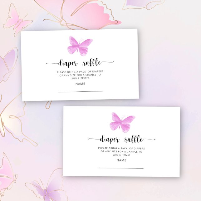 Carte D'accompagnement Billet de tombola rose papillon (Créateur téléchargé)