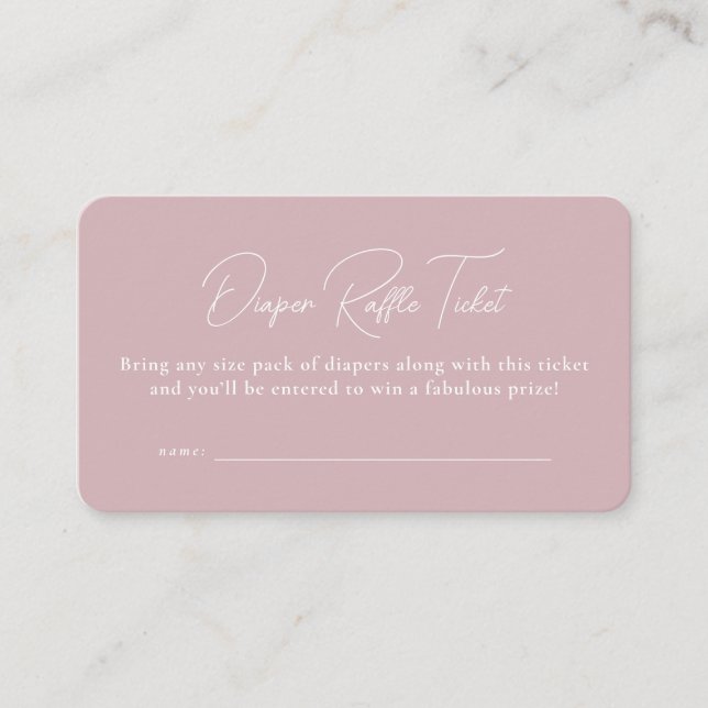 Carte D'accompagnement Billet de tombola rose simple baby shower (Devant)
