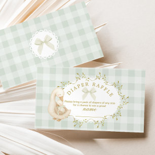 Carte D'accompagnement Billet de tombola Silly Goose Sage Bow Gingham Di