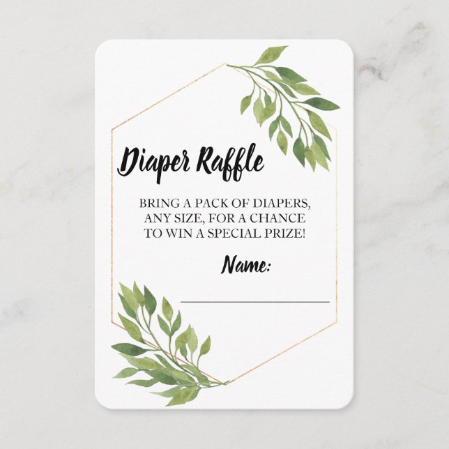 Carte D'accompagnement Billet Diaper Raffle verdure Baby shower élégant (Devant)