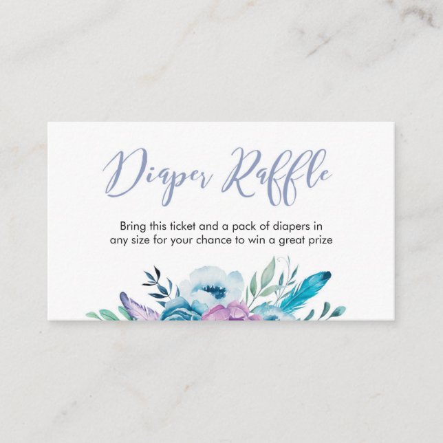 Carte D'accompagnement Billet élégant Diaper Raffle | Fleurs violettes (Devant)