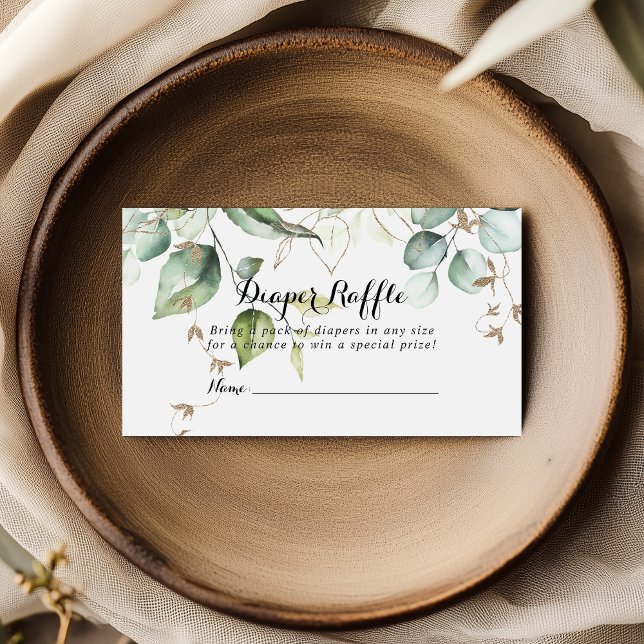Carte D'accompagnement Billet élégant Doré Vert Diaper Raffle Billet (Créateur téléchargé)