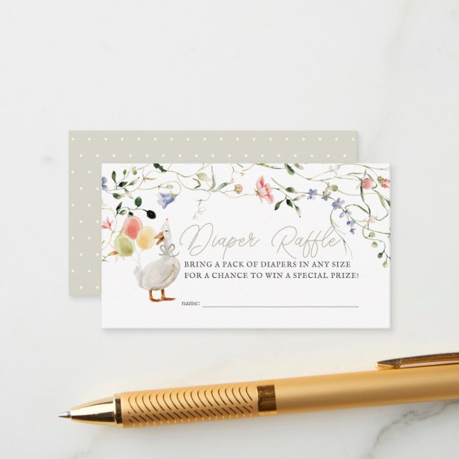 Carte D'accompagnement Billet Fleur sauvage floral sot oie (Devant/Arrière en situation)