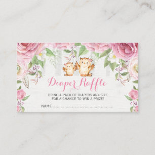 Carte D'accompagnement Billet floral rose de tombola de couche-culotte de