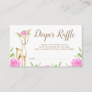 Carte D'accompagnement Billet floral rose de tombola de couche-culotte de