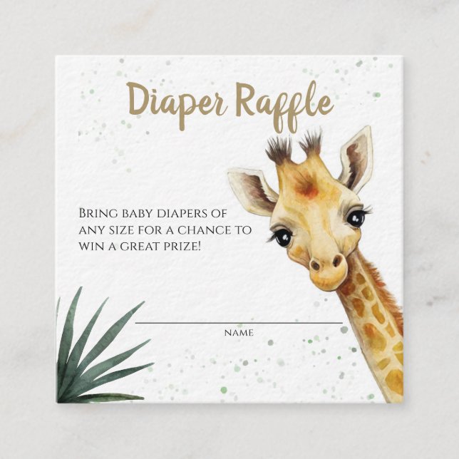 Carte D'accompagnement Billet Giraffe Safari Sage Green Diaper (Devant)