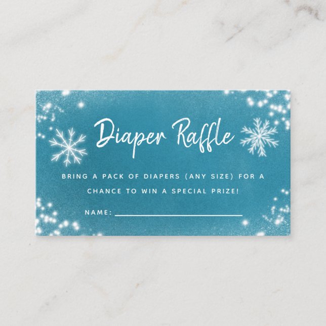 Carte D'accompagnement Billet hiver Baby shower Blue Snow Diaper Raffle (Devant)