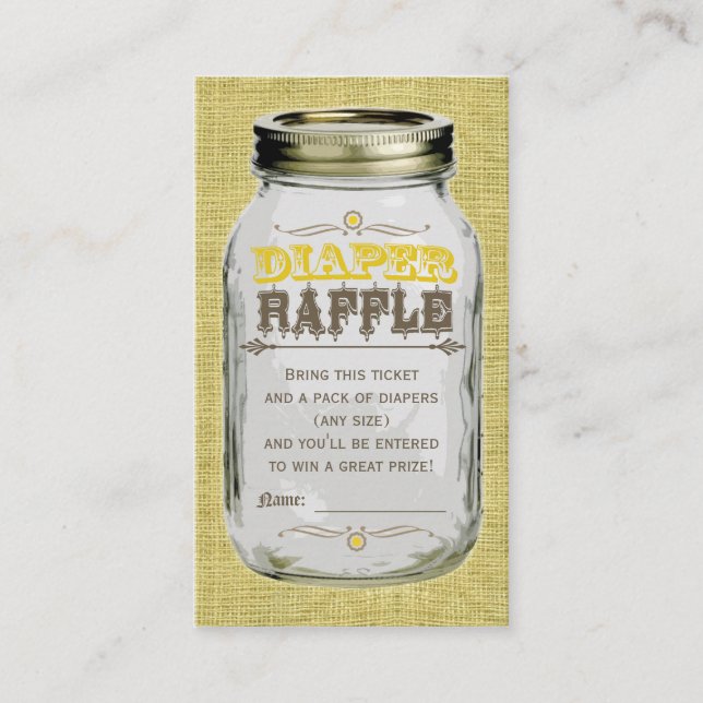Carte D'accompagnement Billet Mason Jar Baby Yellow Diaper Raffle (Devant)