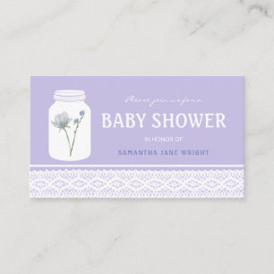 Carte D'accompagnement Billet Mason Jar et Baby shower de dentelle Fleur