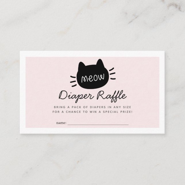Carte D'accompagnement Billet Meow Chat Baby shower rose Refle (Devant)