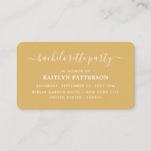 Carte D'accompagnement Billet moderne simple Script Bachelorette Party