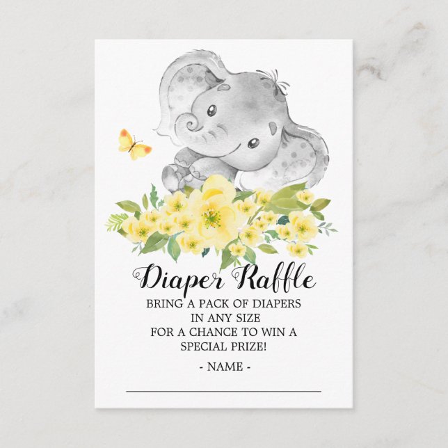 Carte D'accompagnement Billet Neutre Eléphant Douche Déchets Raffle (Devant)