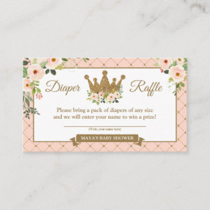 Carte D'accompagnement Billet Petit Princesse Blush Floral Diaper