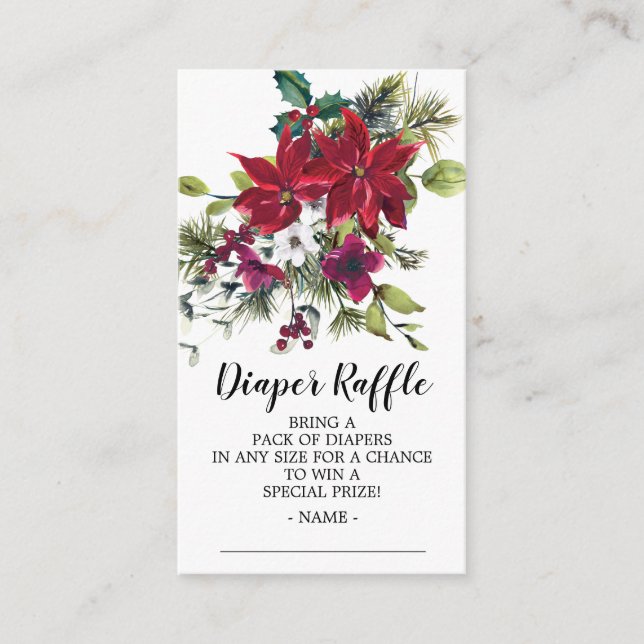 Carte D'accompagnement Billet Poinsettia Holly Baby shower Refle (Devant)