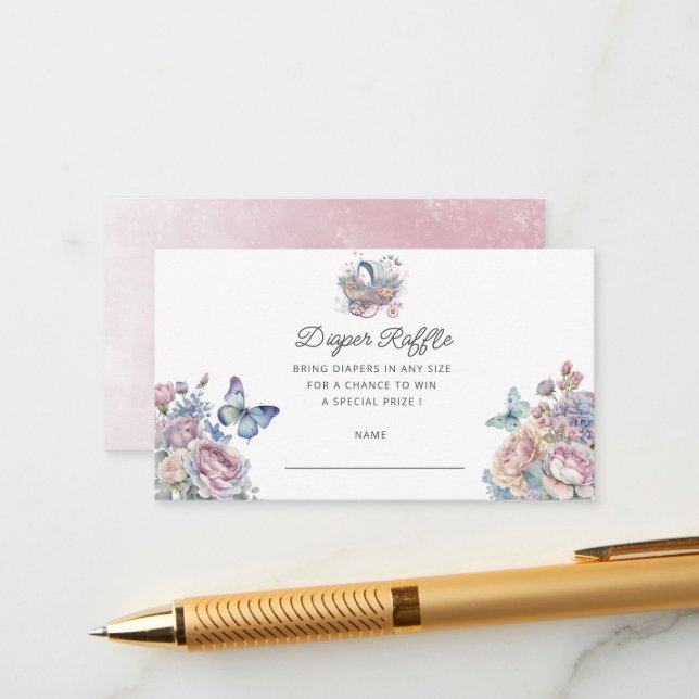 Carte D'accompagnement Billet rabat à roulettes pour bébé fée (Devant/Arrière en situation)