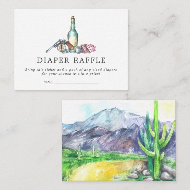 Carte D'accompagnement Billet rabat baby shower | Cowboy Western (Devant / Derrière)