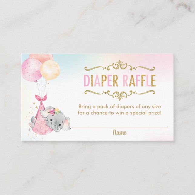 Carte D'accompagnement Billet rabat Baby shower de couches éléphant Ballo (Devant)