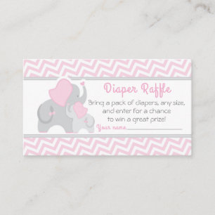 Carte D'accompagnement Billet rabat Baby shower éléphant rose