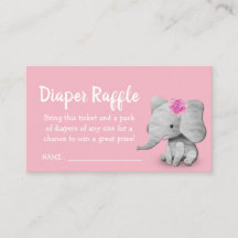 Billet rabat Baby shower fille éléphant