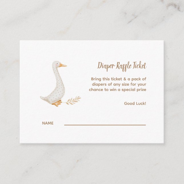 Carte D'accompagnement Billet rabat Baby shower oie (Devant)