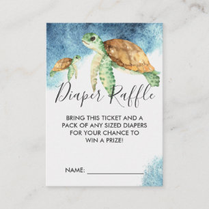 Carte D'accompagnement Billet rabat baby shower   Tortue marine