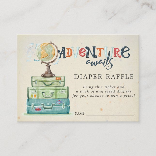 Carte D'accompagnement Billet rabat baby shower | Vintage voyage (Devant)