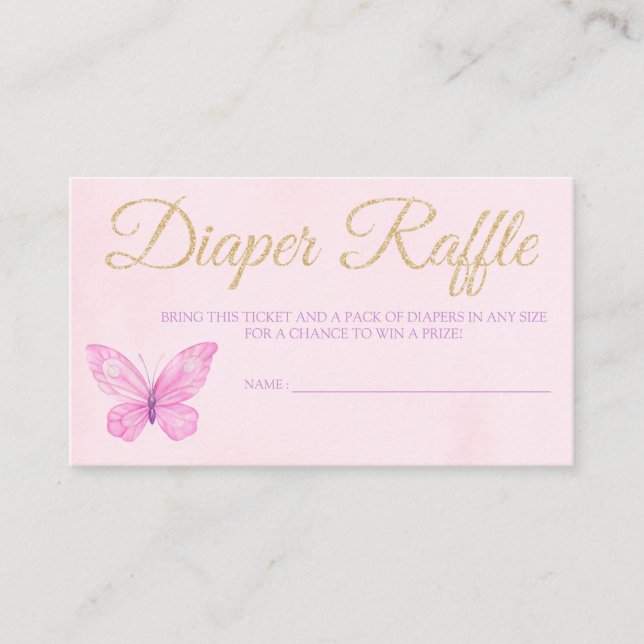 Carte D'accompagnement Billet rabat Papillon pour Baby shower (Devant)