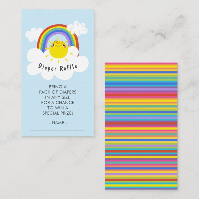 Carte D'accompagnement Billet Rainbow Sunshine Diaper Raffle (Devant / Derrière)