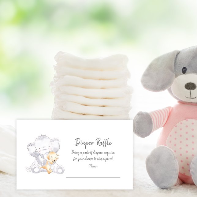 Carte D'accompagnement Billet Repas de couches Bébé moderne Eléphant (Créateur téléchargé)