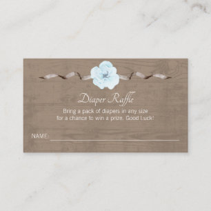 Carte D'accompagnement Billet roulette floral bleu rustique