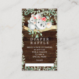 Carte D'accompagnement Billet Rustic Koala Bear Baby shower Déchets Raffl