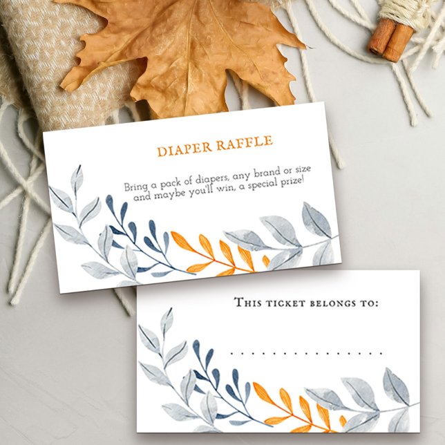 Carte D'accompagnement Billet simple papier feuillet d'automne (Fall baby shower diaper raffle ticket)