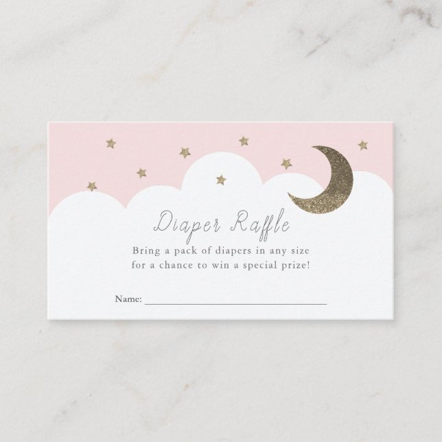 Carte D'accompagnement Billet Stars Moon & Nuages Pink Diaper Raffle (Devant)
