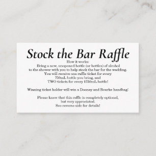 Carte D'accompagnement Billet stock Fête des mariées Bar - Simple