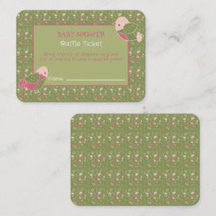 Carte D'accompagnement Billet vert rose mignon Baby shower Raffle