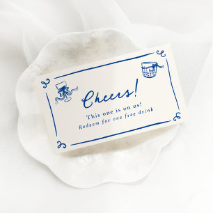 Carte D'accompagnement Billet Whimsical Main Drake Navy Blue Drink