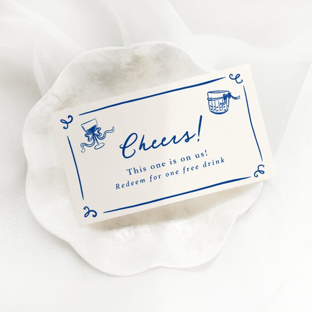 Carte D'accompagnement Billet Whimsical Main Drake Navy Blue Drink (Créateur téléchargé)