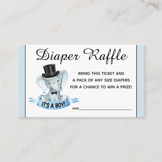Carte D'accompagnement Billets de rabat Little Man Elephant Diaper (Devant)