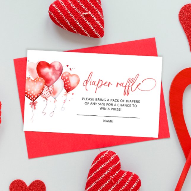 Carte D'accompagnement Billets de roulette Baby shower Coeur Rouge (Créateur téléchargé)