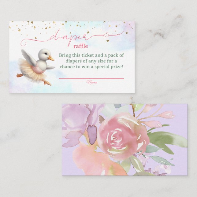 Carte D'accompagnement Billets de rousseur Baby shower fille Swan (Devant / Derrière)
