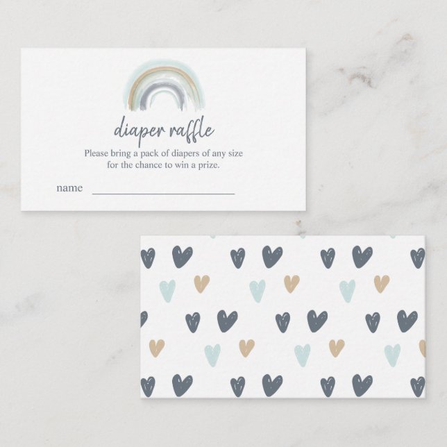 Carte D'accompagnement Billets de tombola de couche Blue Boho Rainbow (Devant / Derrière)