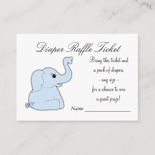 Carte D'accompagnement Billets de tombola de couche pour éléphant bleu (Devant)