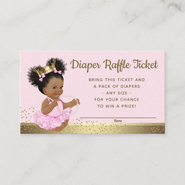 Carte D'accompagnement Billets de tombola de couche Princesse Or Rose (Devant)