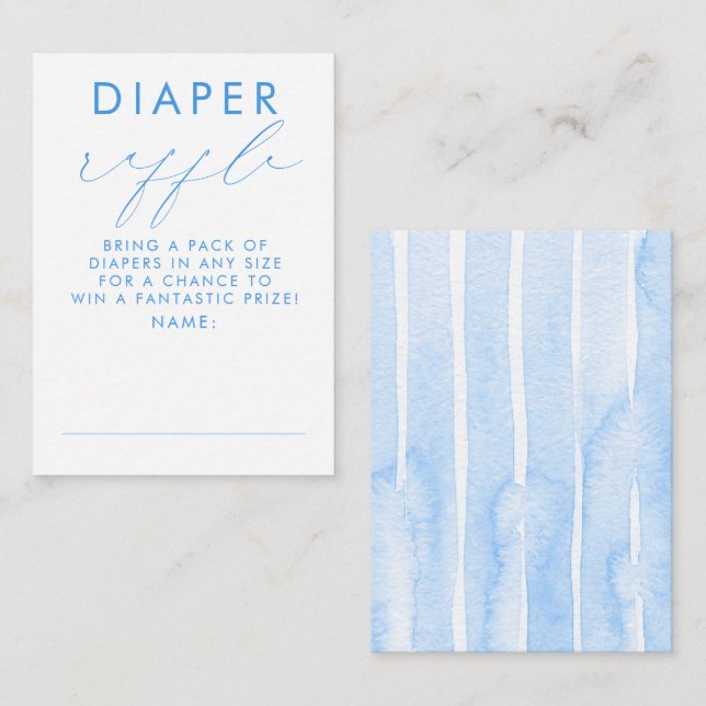 Carte D'accompagnement Billets de tombola de couches bébé bleu blanc (Devant / Derrière)