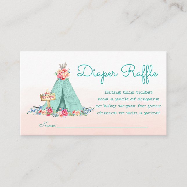Carte D'accompagnement Billets de tombola de couches Teepee (Devant)