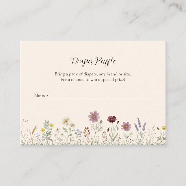 Carte D'accompagnement Billets de tombola pour couches Rustic Wildflower (Devant)